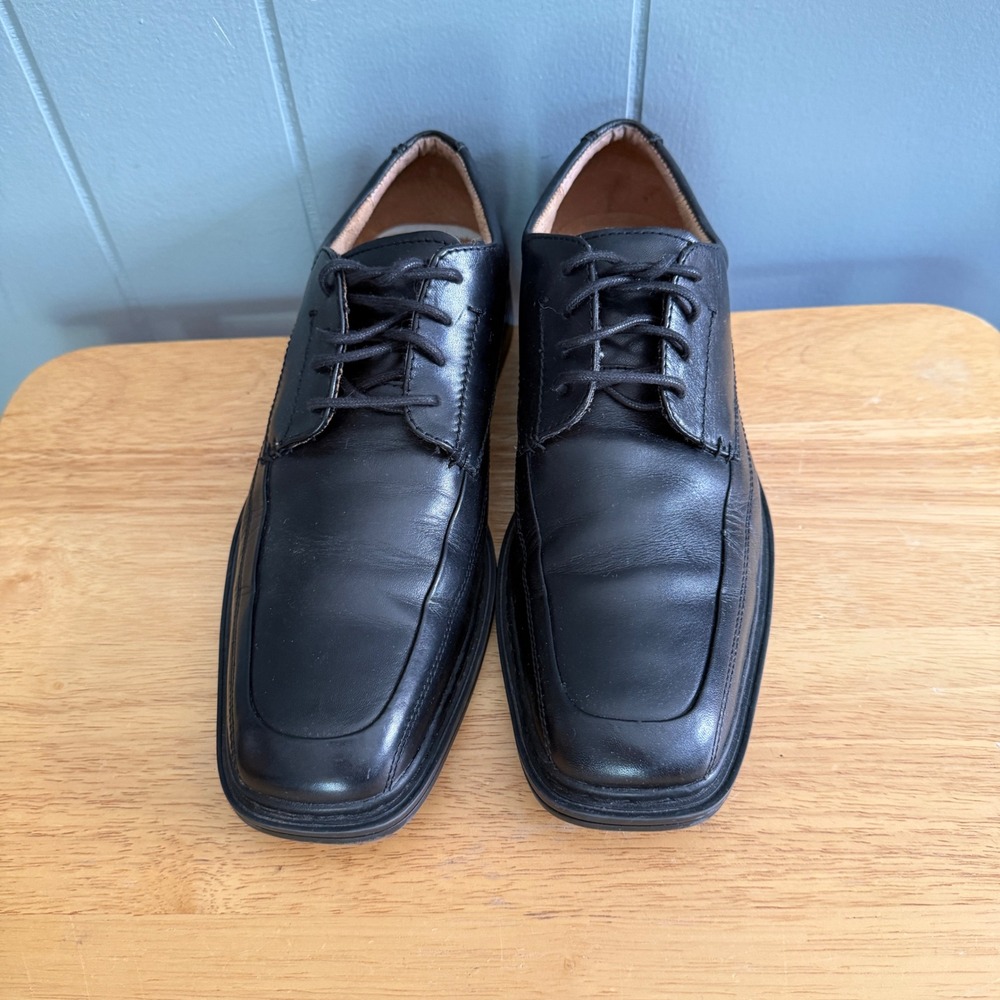 Florsheim Men 10 Black Leather Square Toe Derby Dress Shoe Dark Academia Classic